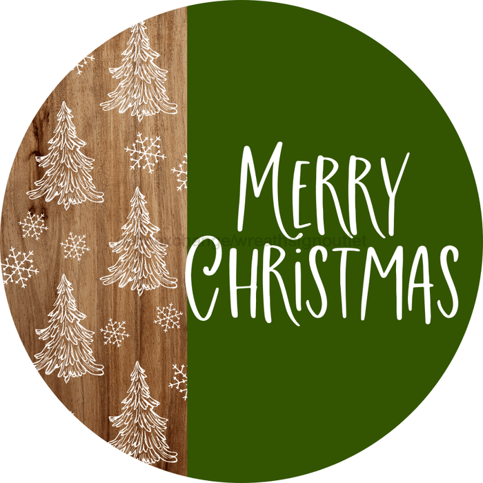 Wreath Sign Christmas Door Hanger Merry Green And White Decoe-2640 For Round 18 Wood