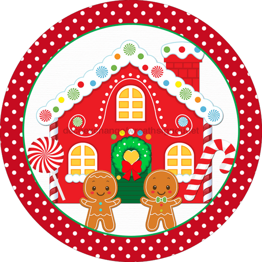 Wreath Sign, Christmas Sign, Gingerbread, 10" Round, Metal Sign, DECOE-116, DecoExchange, Sign For Wreath - DecoExchange