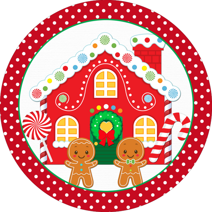 Wreath Sign, Christmas Sign, Gingerbread, 18" Wood Round,  Sign, DECOE-116, DecoExchange, Sign For Wreath