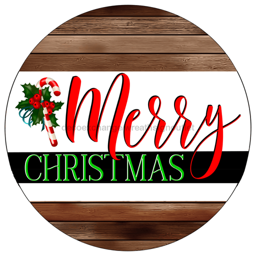Wreath Sign, Christmas Sign, Merry Christmas Sign, 10" Round, Metal Sign, DECOE-223, DecoExchange, Sign For Wreath - DecoExchange