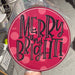 Wreath Sign, Christmas Merry and Bright (Blue) 10" Round Metal Sign DECOE-164D, DecoExchange, Sign For Wreaths - DecoExchange