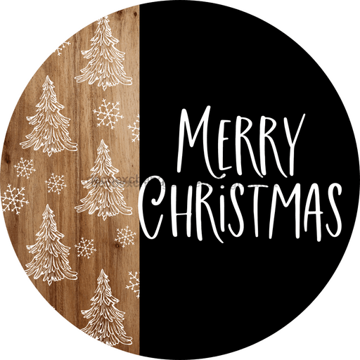 Wreath Sign Christmas Wreath Sign Merry Black And White Decoe-2405 For Round 10 Metal