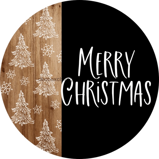 Wreath Sign Christmas Wreath Sign Merry Black And White Decoe-2405 For Round 10 Metal
