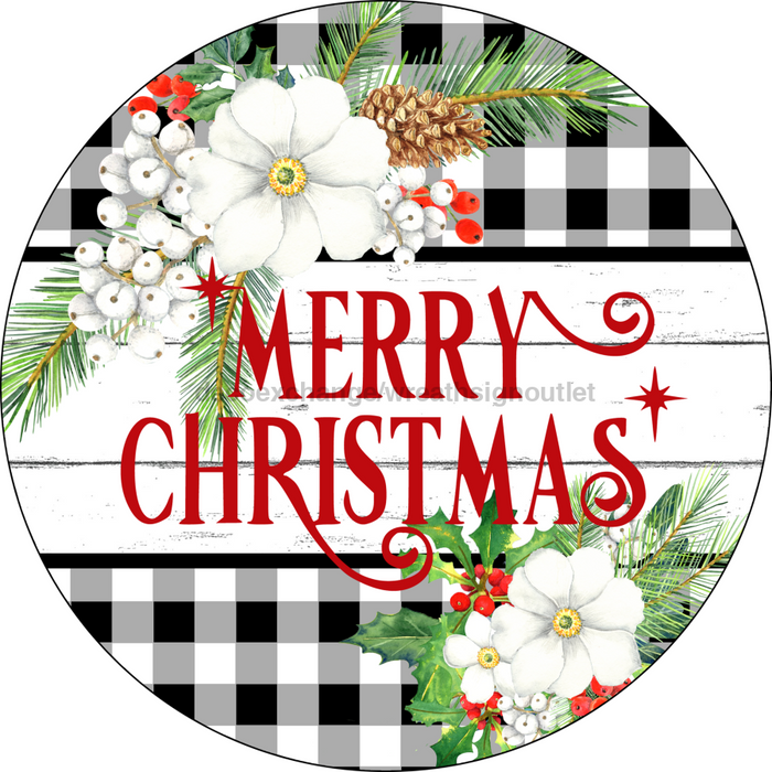 Wreath Sign, Christmas Sign, Merry Christmas Sign, DECOE-2108, Sign For Wreath, Round Sign, DecoExchange - DecoExchange®