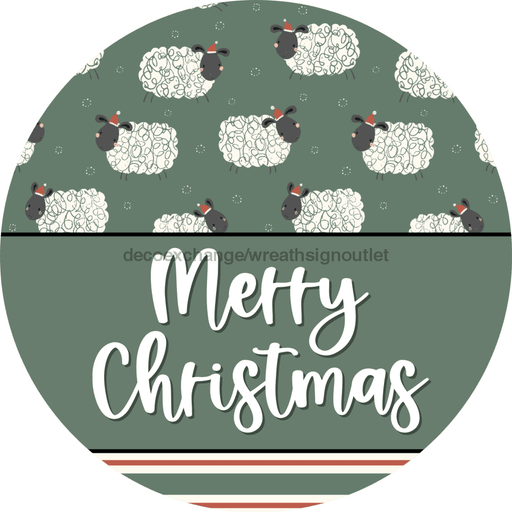 Wreath Sign Christmas Wreath Sign Merry Sheep Decoe-2378 For Round 10 Metal