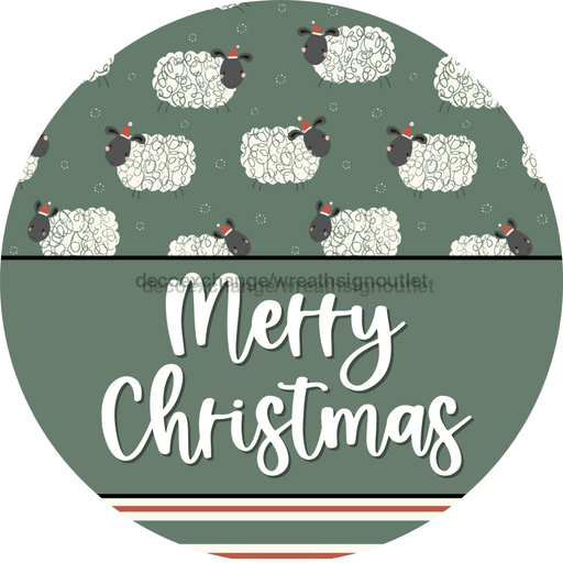 Wreath Sign Christmas Wreath Sign Merry Sheep Decoe-2378 For Round 12 metal