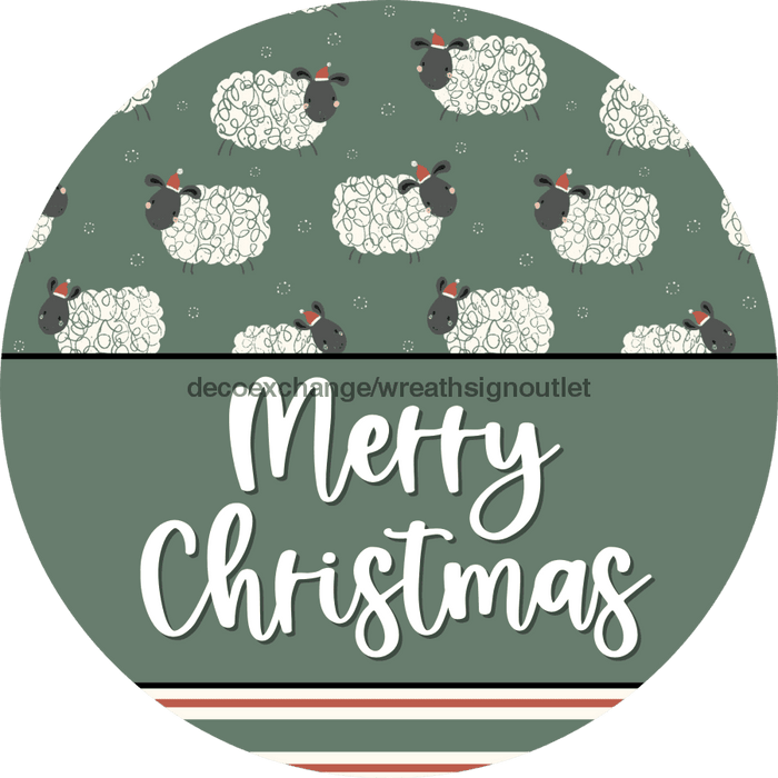 Wreath Sign Christmas Wreath Sign Merry Sheep Decoe-2378 For Round 12 metal