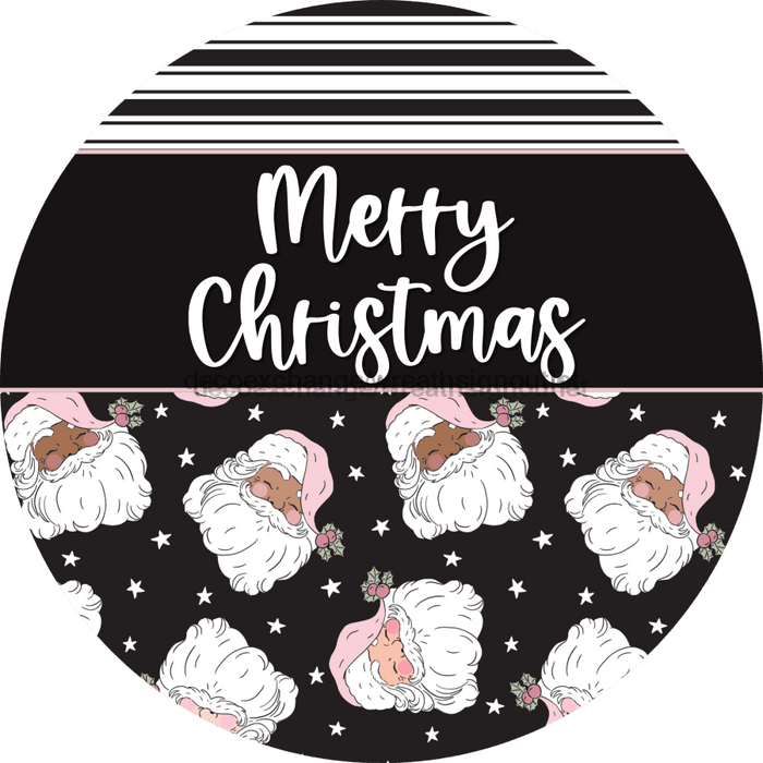 Wreath Sign Christmas Wreath Sign Merry Vintage Santa Decoe-2379 For Round 10 Metal