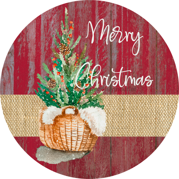 Wreath Sign, Christmas Sign, Rustic Merry Christmas, 10" Round, Metal Sign, DECOE-744, DecoExchange, Sign For Wreath - DecoExchange