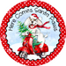 Wreath Sign, Christmas Sign, Santa Paws, 10" Round, Metal Sign, DECOE-339, DecoExchange, Sign For Wreath - DecoExchange