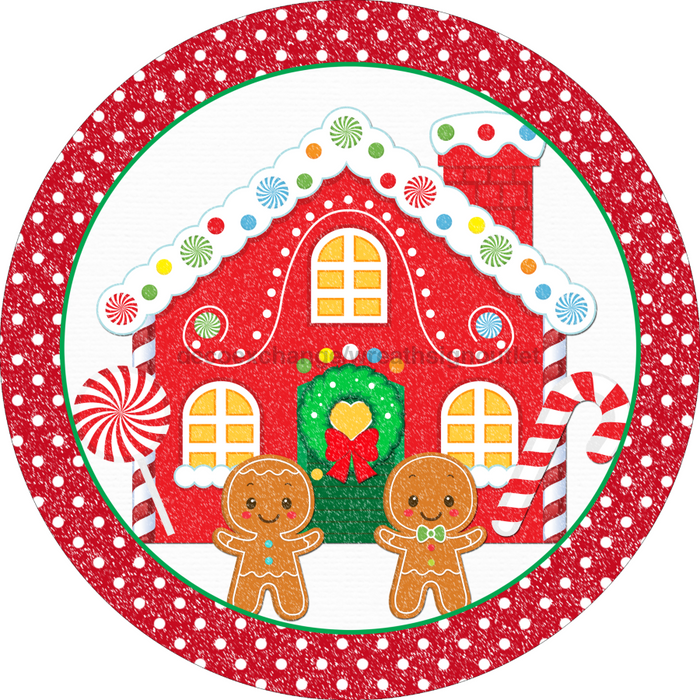 Wreath Sign, Christmas Sign, Snow Gingerbread, 10" Round, Metal Sign, DECOE-117, DecoExchange, Sign For Wreath - DecoExchange