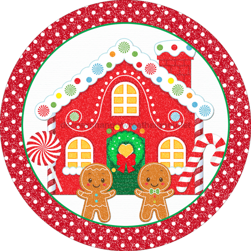 Wreath Sign, Christmas Sign, Snow Gingerbread, 12" Round, Metal Sign, DECOE-117, DecoExchange, Sign For Wreath - DecoExchange