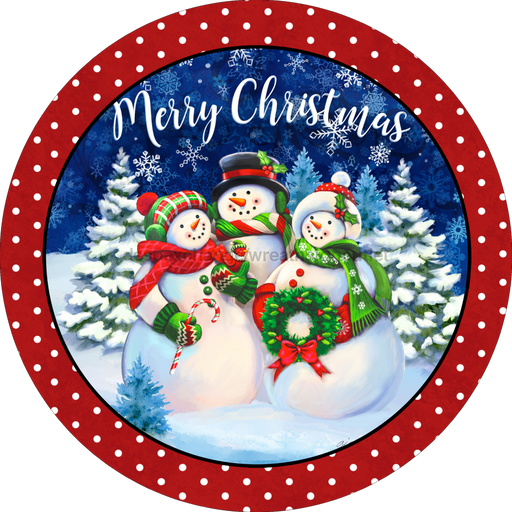 Wreath Sign, Christmas Sign, Snowman Family, 10" Round, Metal Sign, DECOE-131, DecoExchange, Sign For Wreath - DecoExchange