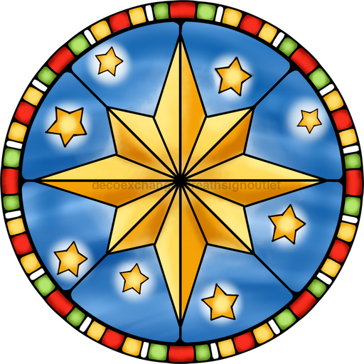 Wreath Sign, Christmas Star, Christmas Sign, Stained Glass, DECOE-1120, Sign For Wreath, DecoExchange - DecoExchange®