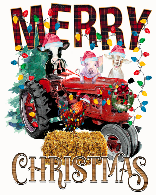 Wreath Sign, Christmas Tractor, Farm Christmas Sign, 8"x10" Metal Sign, DECOE-965, Sign For Wreath, DecoExchange - DecoExchange
