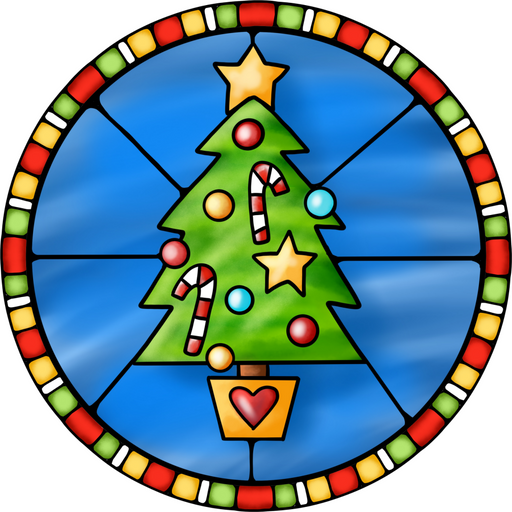 Wreath Sign, Christmas Tree Sign, Christmas Sign, Stained Glass, DECOE-1105, Sign For Wreath, DecoExchange - DecoExchange®