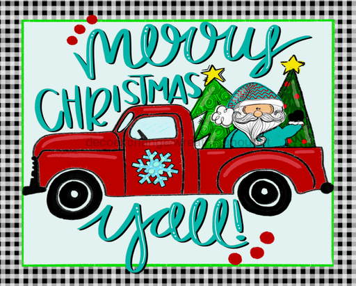 Wreath Sign, Christmas Truck Sign, Merry Christmas Yall, Christmas Sign, 8x10"Metal Sign DECOE-360, Sign For Wreath, DecoExchange - DecoExchange