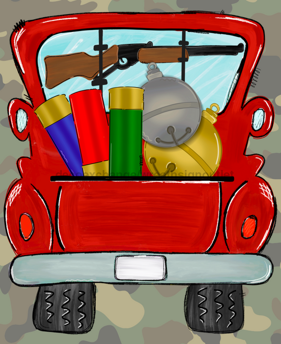 Wreath Sign, Christmas Truck Sign, Shotgun Shells, 8"x10" Metal Sign, DECOE-946, Sign For Wreath, DecoExchange - DecoExchange