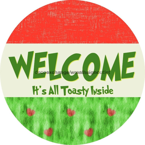 Wreath Sign Christmas Wreath Sign Welcome Red Heart Toasty Inside Decoe-2367 For Round 10 Metal