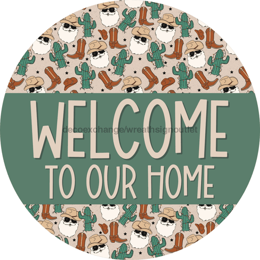 Wreath Sign Christmas Wreath Sign Welcome Western Decoe-2370 For Round 12 metal