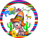 Wreath Sign, Cinco De Mayo, Fiesta, Donkey Sign, 18" Wood Round  Sign DECOE-295, Sign For Wreath, DecoExchange
