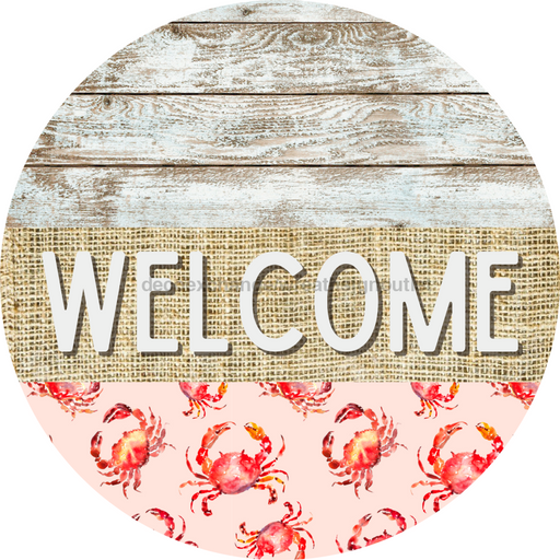 Wreath Sign, Crab Sign, Crustaceancore Sign, DECOE-2084, Sign For Wreath, Round Sign, DecoExchange - DecoExchange®