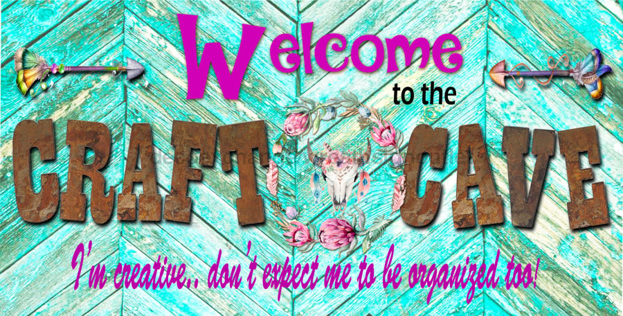 Wreath Sign, Craft Cave Sign, Welcome Sign, 6x12" Metal Sign DECOE-871, Sign For Wreath, DecoExchange - DecoExchange