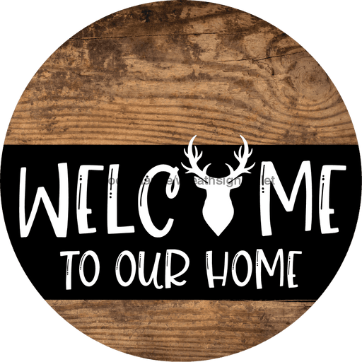 Wreath Sign Deer Welcome To Our Home Decoe-2327 For Round 10 Metal