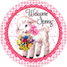 Wreath Sign, Easter Lamb, Round Easter Sign, Spring Sign, DECOE-511, Sign For Wreath, DecoExchange - DecoExchange