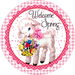 Wreath Sign, Easter Lamb, Round Easter Sign, Spring Sign, DECOE-511, Sign For Wreath, DecoExchange - DecoExchange