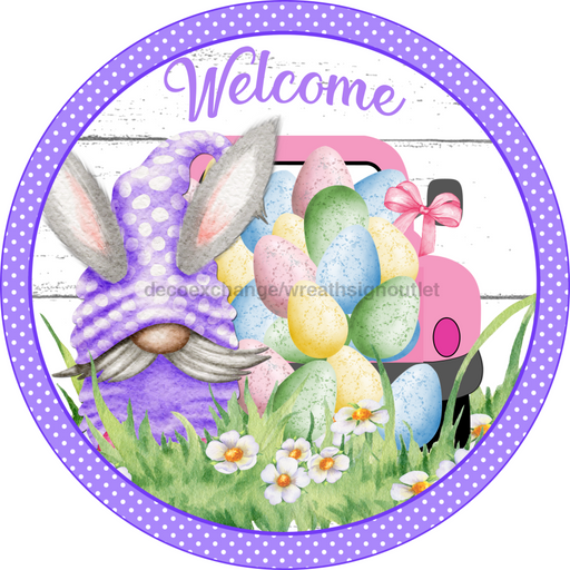 Wreath Sign, Easter Truck Sign, Spring Sign, 10" Round Metal Sign DECOE-272, Sign For Wreath, DecoExchange - DecoExchange