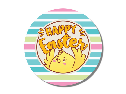 Wreath Sign, Easter Sign, Yellow Chick Happy Easter Sign, DECOE-467, Sign For Wreath, DecoExchange - DecoExchange