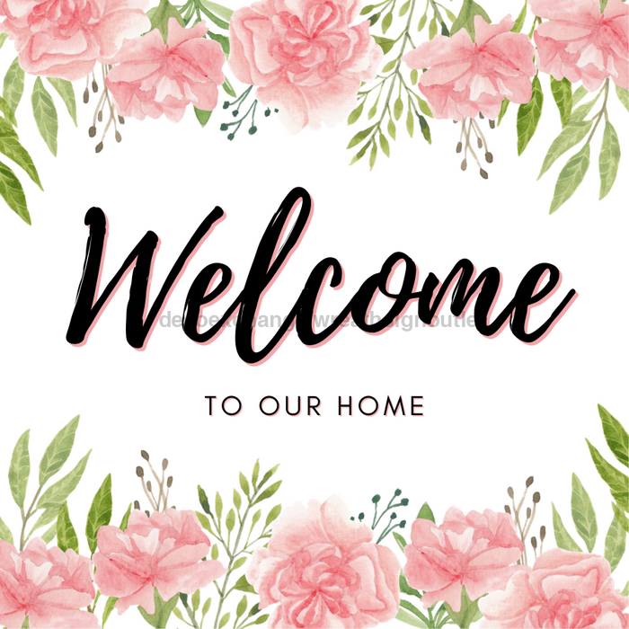 Wreath Sign, Everyday Floral Welcome, 10"x10" Metal Sign DECOE-607, Sign For Wreath, DecoExchange - DecoExchange