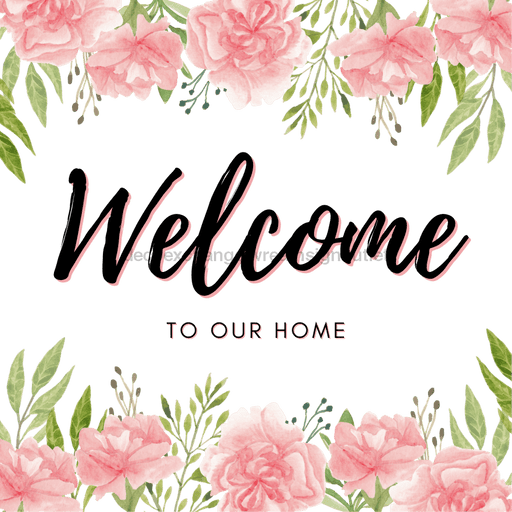 Wreath Sign, Everyday Floral Welcome, 10"x10" Metal Sign DECOE-607, Sign For Wreath, DecoExchange - DecoExchange