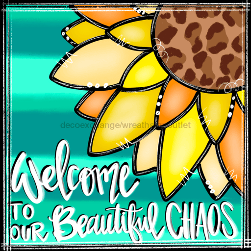 Wreath Sign, Everyday Sign, Sunflower Welcome, 10x10", Metal Sign, TH-017, Sign For Wreath, DecoExchange - DecoExchange