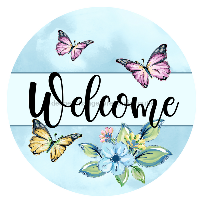 Wreath Sign, Everyday Welcome, Butterfly Sign, DECOE-1073, Sign For Wreath, DecoExchange - DecoExchange®