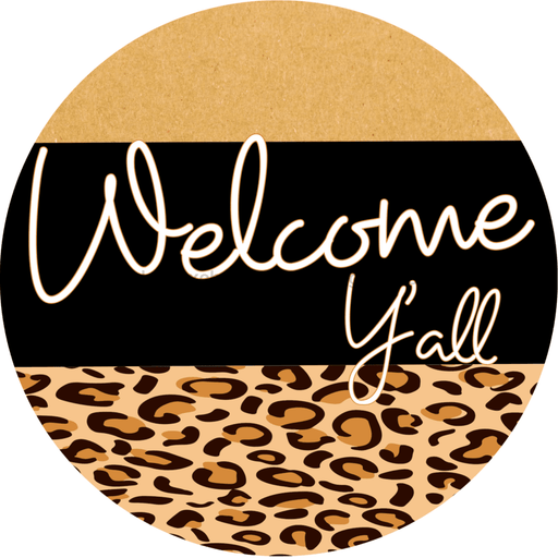 Wreath Sign, Everyday Sign, Welcome Yall Sign, 10" Round, Metal Sign, DECOE-218, DecoExchange, Sign For Wreath - DecoExchange