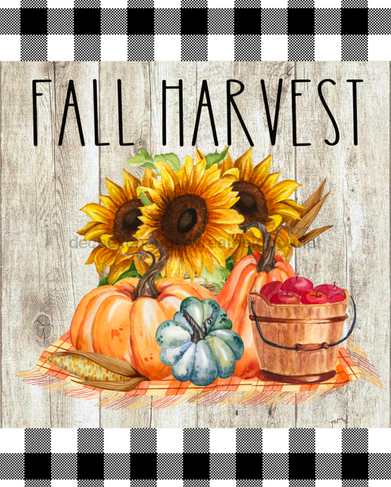 Wreath Sign, Fall Harvest Sign, Sunflower Fall Sign, 8x10" Metal Sign DECOE-846, Sign For Wreath, DecoExchange - DecoExchange