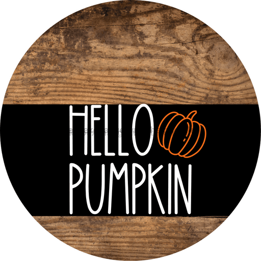 Wreath Sign Fall Hello Pumpkin Decoe-2341 For Round 12 metal