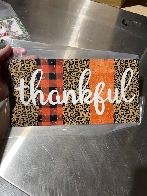 Wreath Sign, Fall Thankful 6"x12" Metal Sign DECOE-141, DecoExchange, Sign For Wreaths - DecoExchange