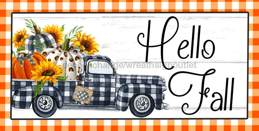 Wreath Sign, Fall Truck Sign, Fall Sign, 6x12" Metal Sign DECOE-719, Sign For Wreath, DecoExchange - DecoExchange