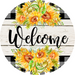 Wreath Sign, Fall Sign, Welcome Sunflower Sign, 10" Round Metal Sign DECOE-334, Sign For Wreath, DecoExchange - DecoExchange