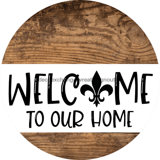 Wreath Sign Fleur De Lis Welcome Louisiana Decoe-2352 For Round 10 Wood