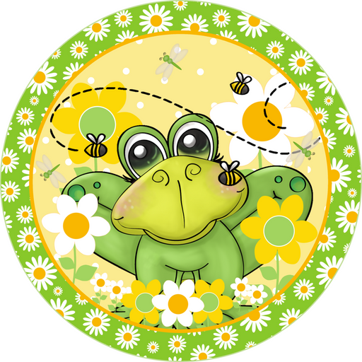 Wreath Sign, Frog Sign, Summer Sign, DECOE-537, Sign For Wreath, DecoExchange - DecoExchange