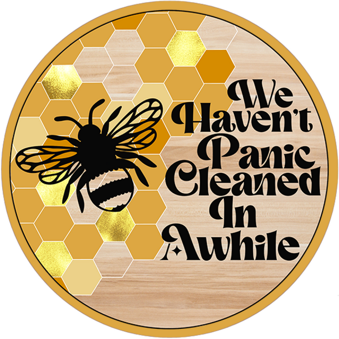 Wreath Sign, Funny Bee Sign, 18" Wood Round  Sign CR-048, DecoExchange, Sign For Wreath