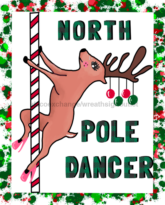 Wreath Sign, Funny Reindeer Sign, Dancing Deer Christmas Sign, 8x10"Metal Sign DECOE-693, Sign For Wreath, DecoExchange - DecoExchange