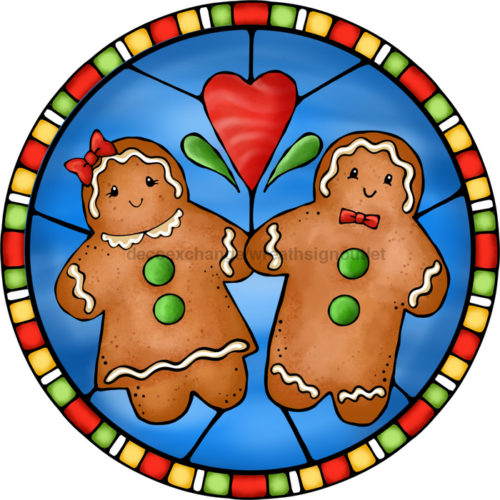 Wreath Sign, Gingerbread Sign, Christmas Sign, Stained Glass, DECOE-1110, Sign For Wreath, DecoExchange - DecoExchange®