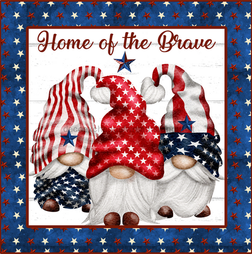 Wreath Sign, Gnome Patriotic Sign, 10"x10" Metal Sign DECOE-599, Sign For Wreath, DecoExchange - DecoExchange