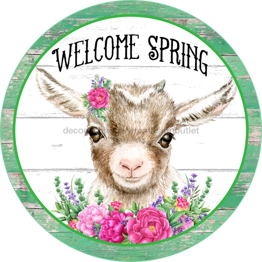 Wreath Sign, Goat Sign, Spring Sign, 10" Round Metal Sign DECOE-267, Sign For Wreath, DecoExchange - DecoExchange
