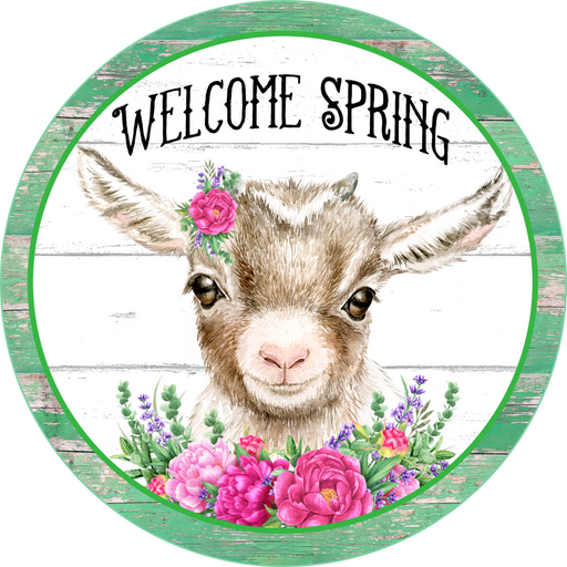 Wreath Sign, Goat Sign, Spring Sign, 10" Round Metal Sign DECOE-267, Sign For Wreath, DecoExchange - DecoExchange